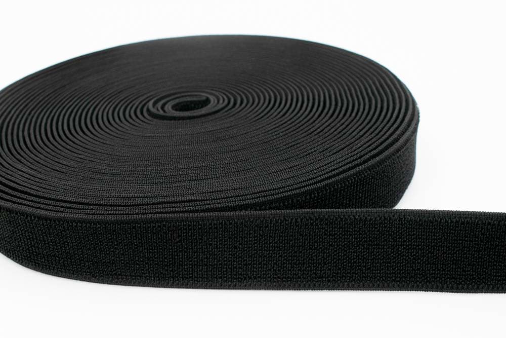 Elastisches Flauschband - 21mm breit - Schwarz - 18m Rolle