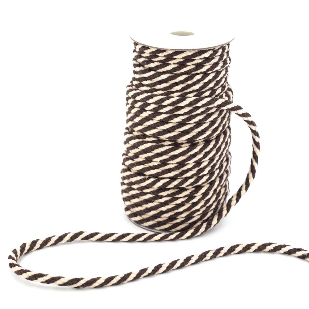 25m cotton cord braided - 8mm - colour: brown/nature