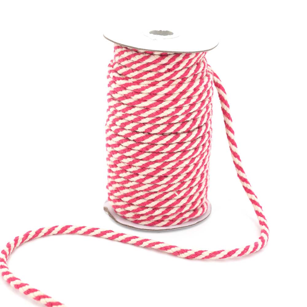 25m cotton cord braided - 8mm - colour: pink/nature