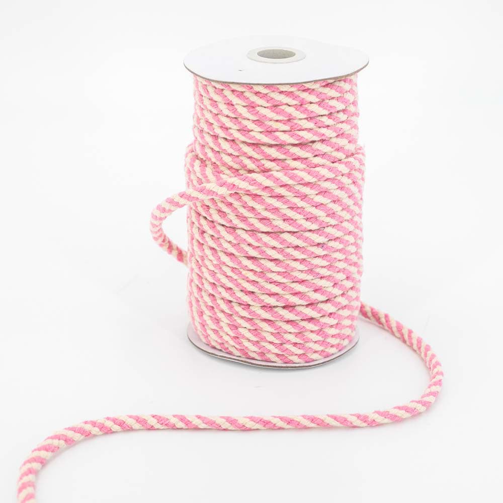 25m cotton cord braided - 8mm - colour: light pink/nature