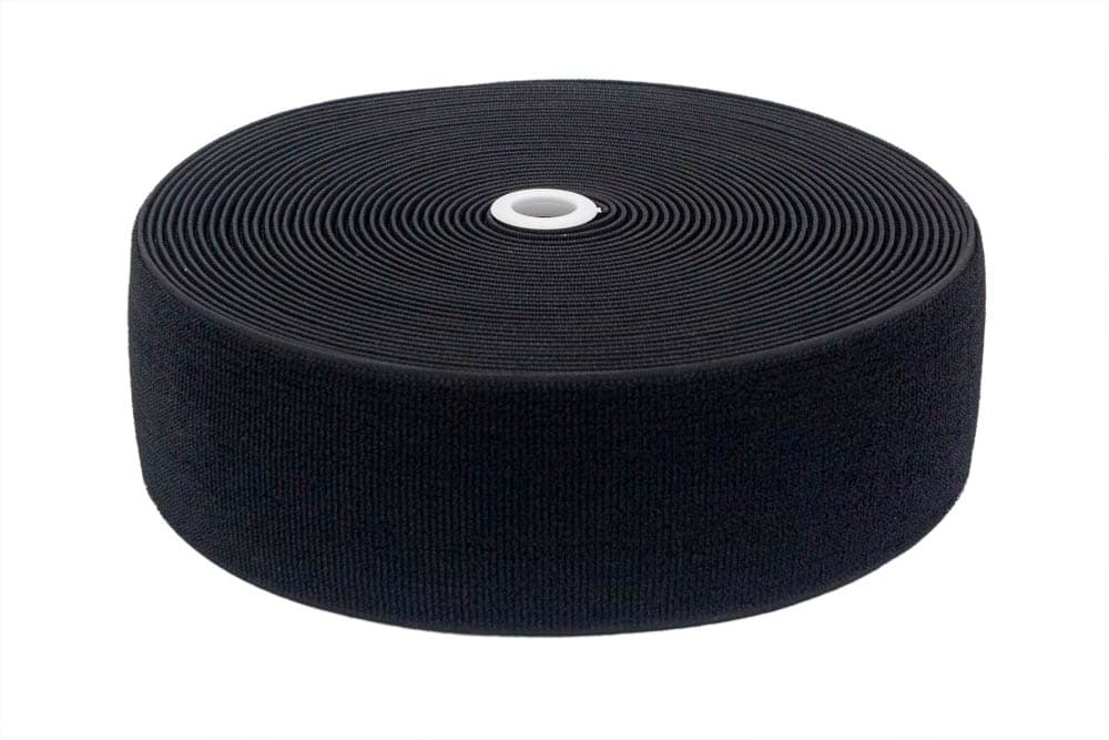 Elastisches Flauschband - 47mm breit - Schwarz - 18m Rolle