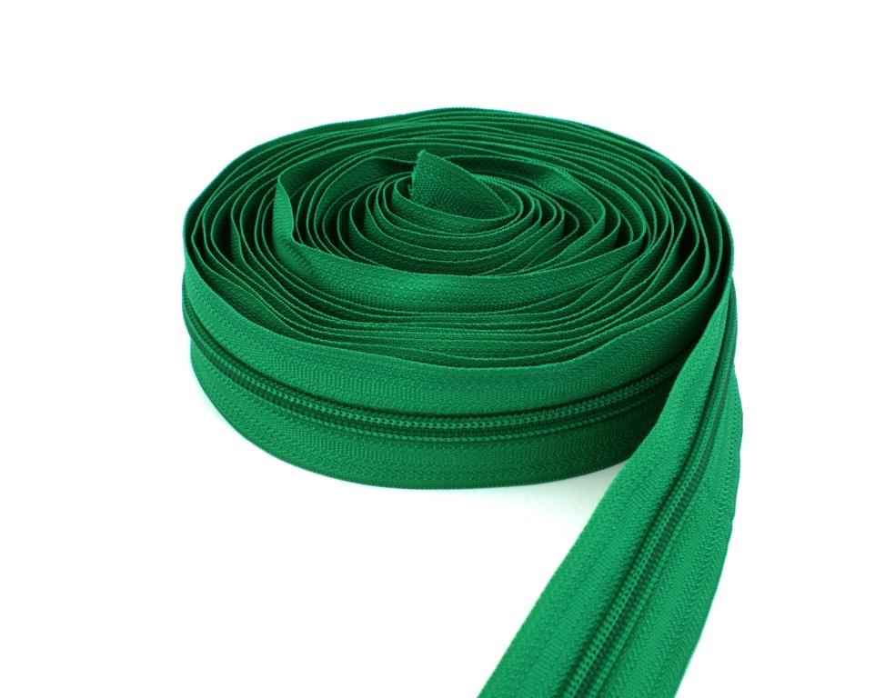 5m zipper, 3mm rail, colour: green