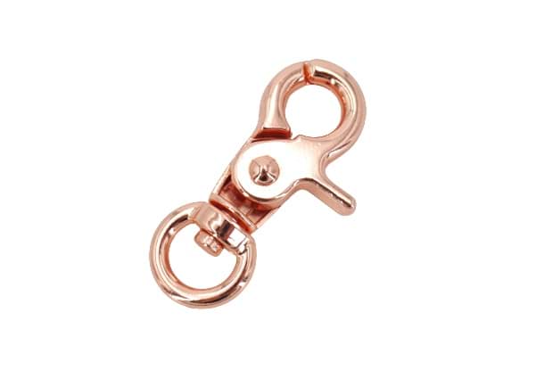 Scherenkarabiner 4,5cm lang - 10mm Rundwirbel - Rosegold - 10 Stück