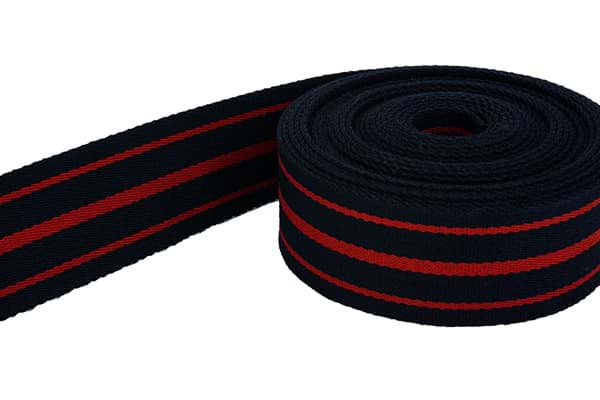 1m belt strap / bags webbing - colour: dark blue/red striped - 40mm wide