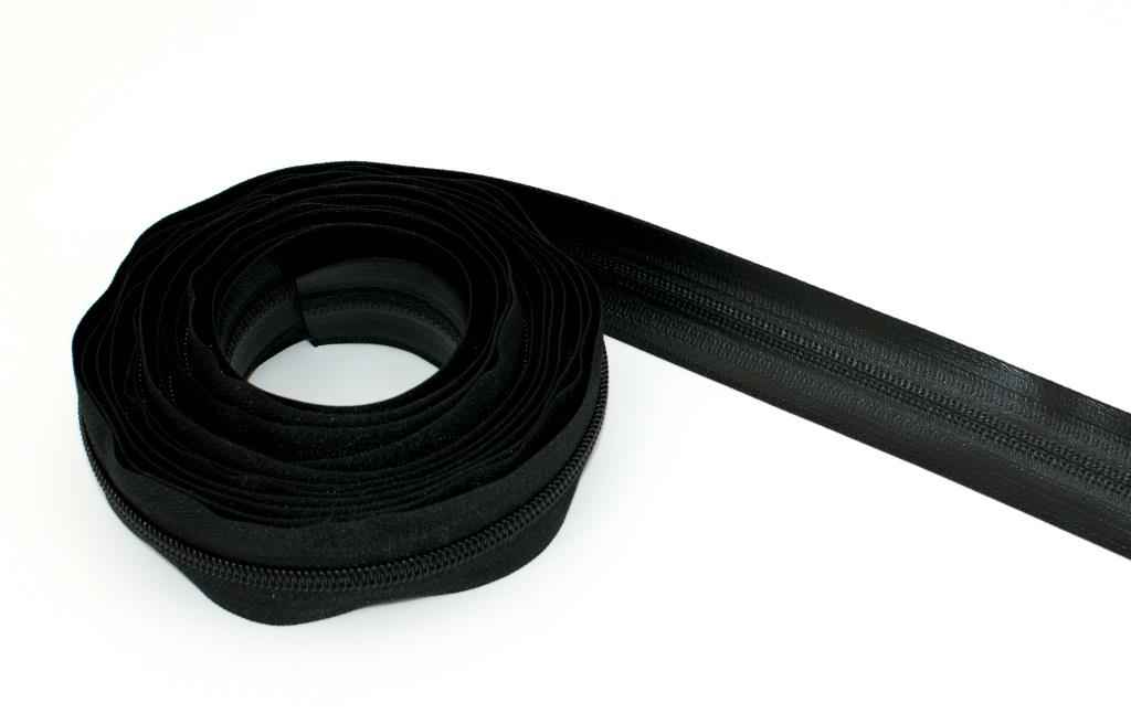 5m Reißverschluss - wasserdicht - 8mm Schiene, Farbe: schwarz
