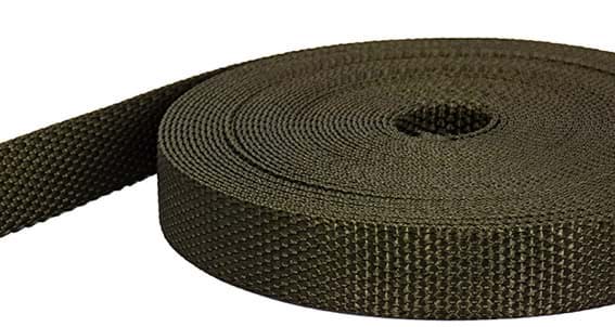 10m Gurtband aus Polyamid - 1,3mm dick - 20mm breit - khaki