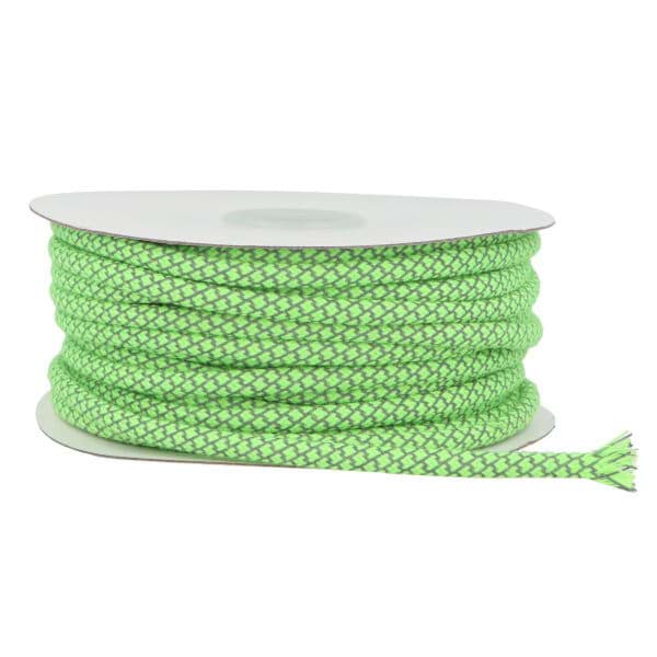 5mm dicke Polyesterschnur - reflektierend - neongrün - 25m Rolle