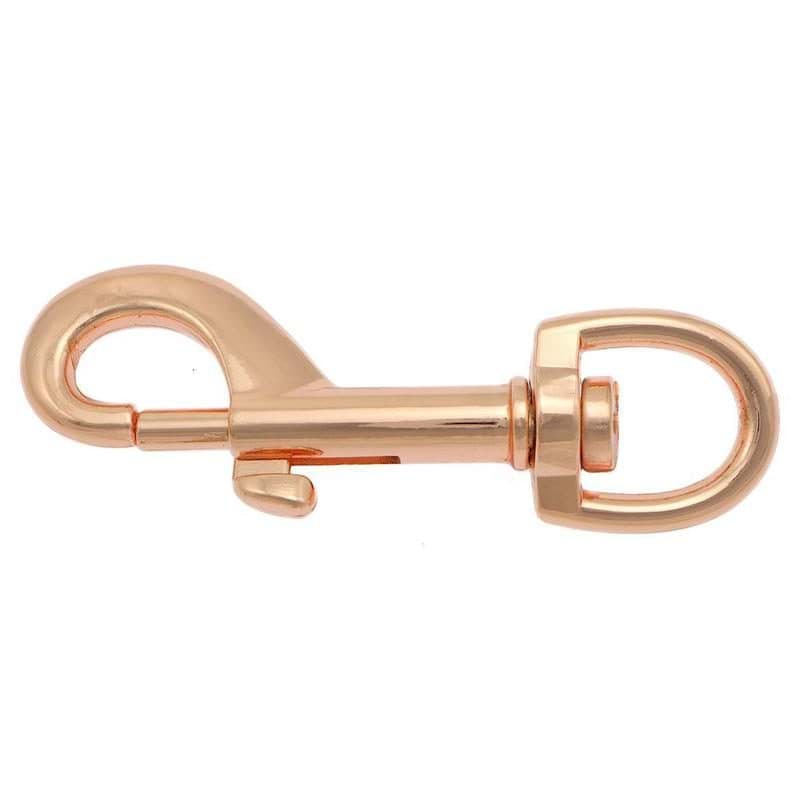 Bolzenkarabiner 6,9cm mit 13mm Rundwirbel - rosegold - 10 Stück