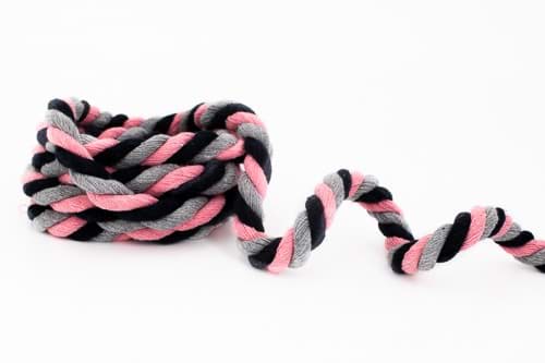 5m cotton cord, twisted - colour: dark grey - 8mm thick